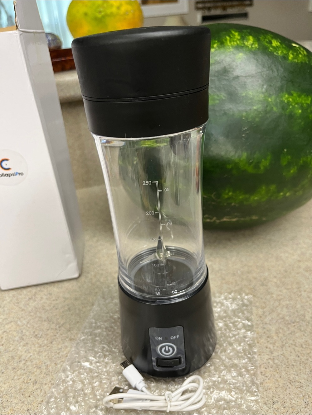 Black Personal Electric Blender Bottle - Portable Drink Mixer